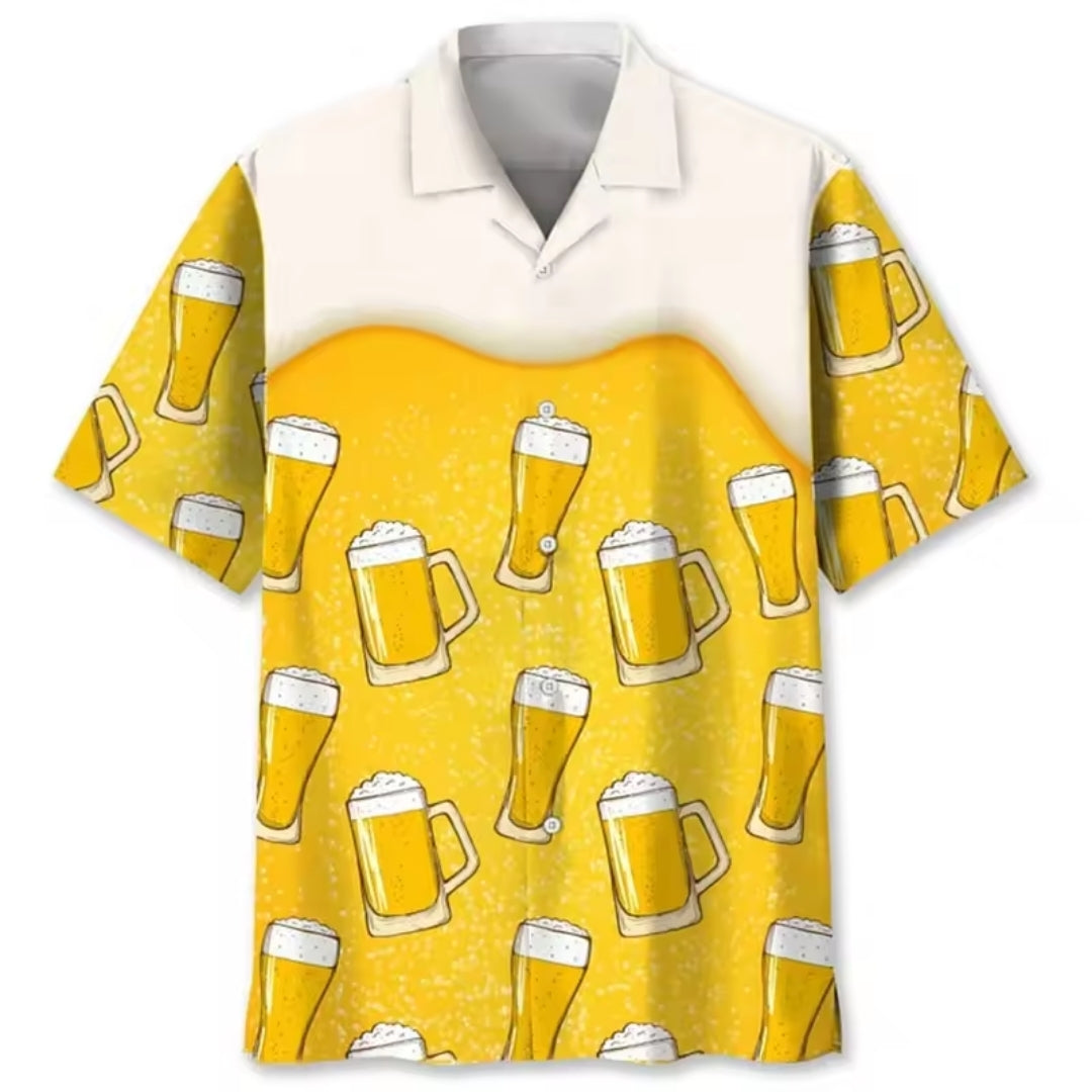 Oktoberfest Overhemd - 3D Bierfestival Print met Korte Mouwen