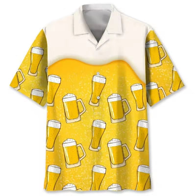 Oktoberfest Overhemd - 3D Bierfestival Print met Korte Mouwen