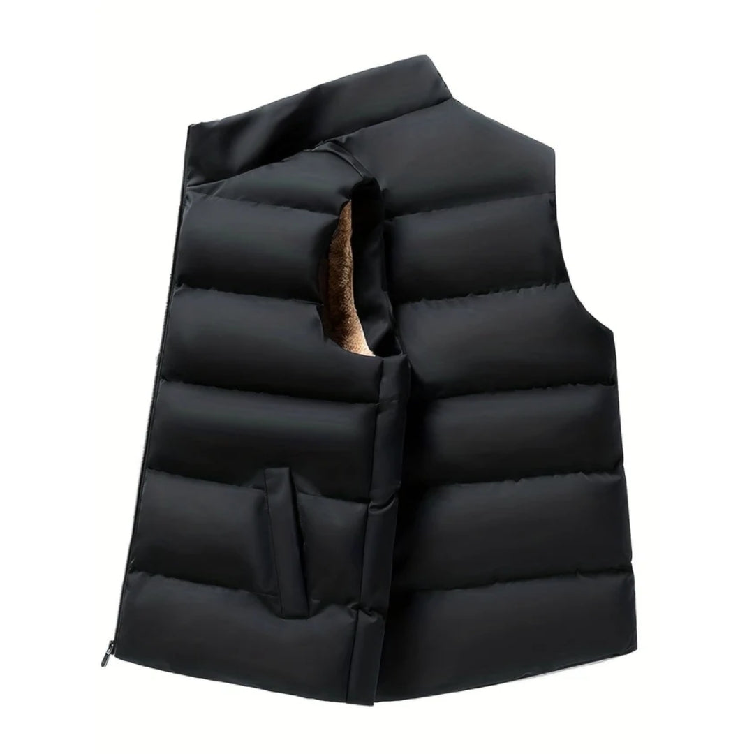Fleece Winter Vest - Warme Herenkleding Met Opstaande Kraag