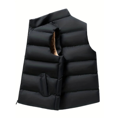 Fleece Winter Vest - Warme Herenkleding Met Opstaande Kraag
