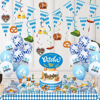Oktoberfest Slingers - Blauwe Wimpelversiering Voor Feestelijke Decoratie