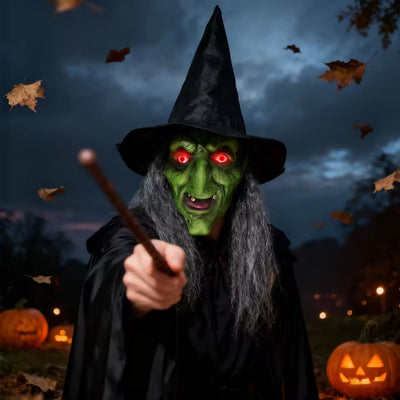 Heksen Masker Halloween - Oude Heks Ontwerp met Lichtgevende Ogen