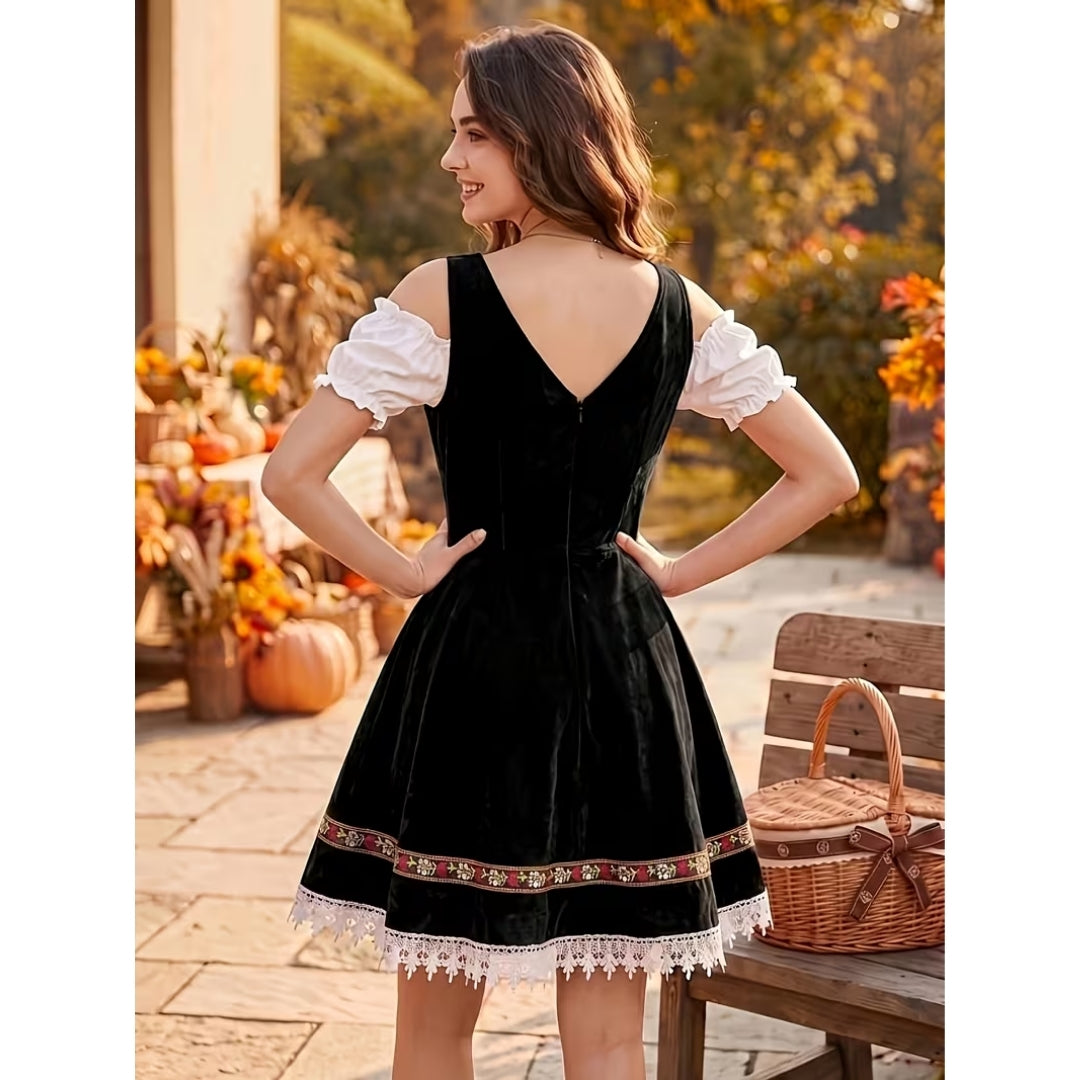 Oktoberfest Dirndl met Kant en Veterdetails - Mimi