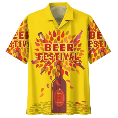 Oktoberfest Overhemd - 3D Bierfestival Print met Korte Mouwen