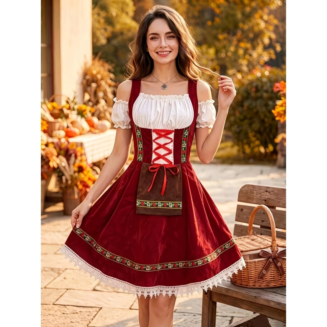 Oktoberfest Dirndl met Kant en Veterdetails - Mimi