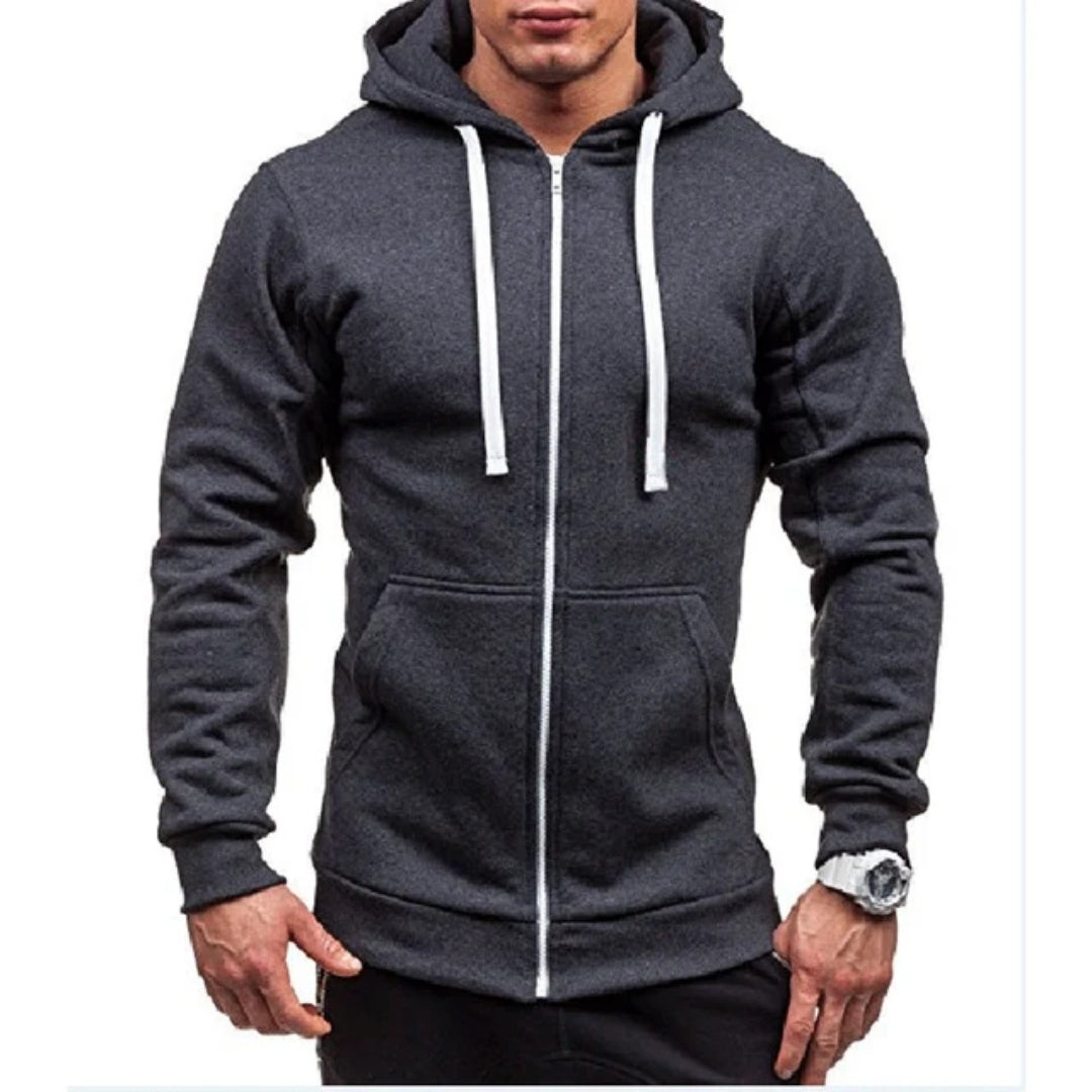 Winddichte Fleece Hoodie Voor Heren Met Rits - Daniel