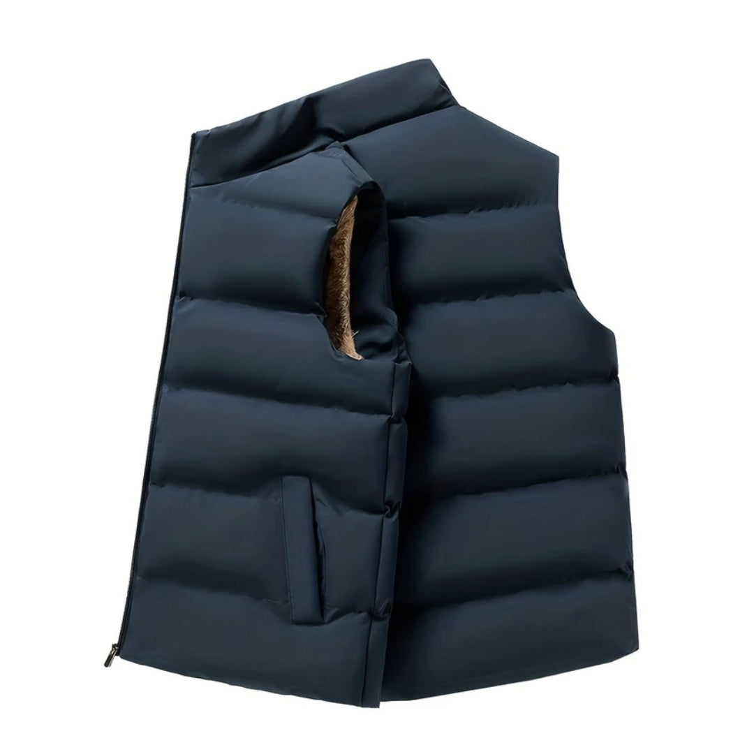 Fleece Winter Vest - Warme Herenkleding Met Opstaande Kraag