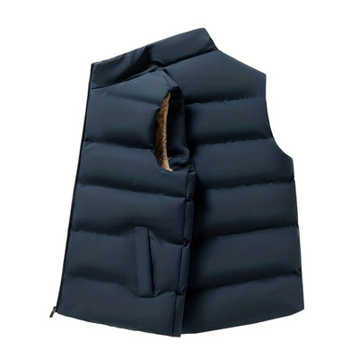Fleece Winter Vest - Warme Herenkleding Met Opstaande Kraag
