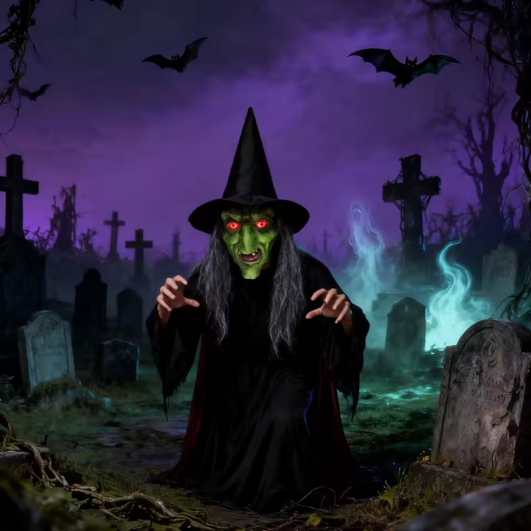 Heksen Masker Halloween - Oude Heks Ontwerp met Lichtgevende Ogen