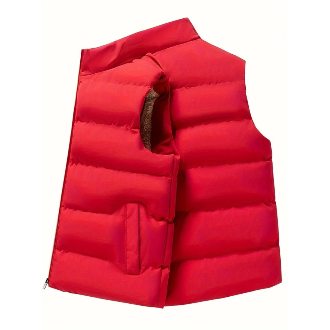 Fleece Winter Vest - Warme Herenkleding Met Opstaande Kraag