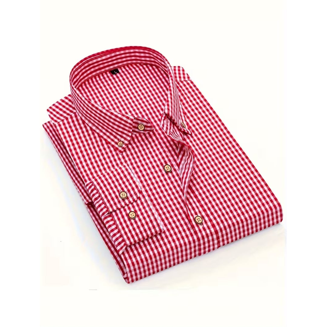 Oktoberfest Geruite Blouse - Lange Mouwen Met Knoopsluiting
