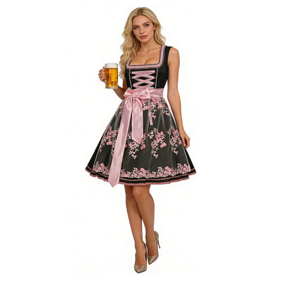Oktoberfest Jurk Dames - Traditionele Beierse Stijl Met Roze Accenten