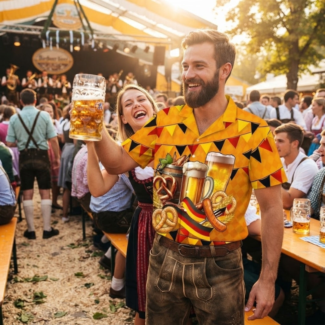 Oktoberfest Overhemd - 3D Print Bier Design voor Feestelijke Looks