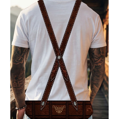 Oktoberfest T-Shirt - Lederhosen Print Met Riemdesign