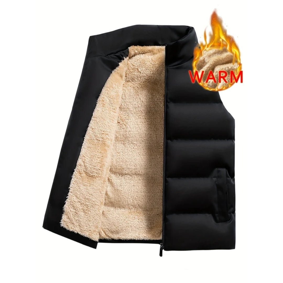 Fleece Winter Vest - Warme Herenkleding Met Opstaande Kraag