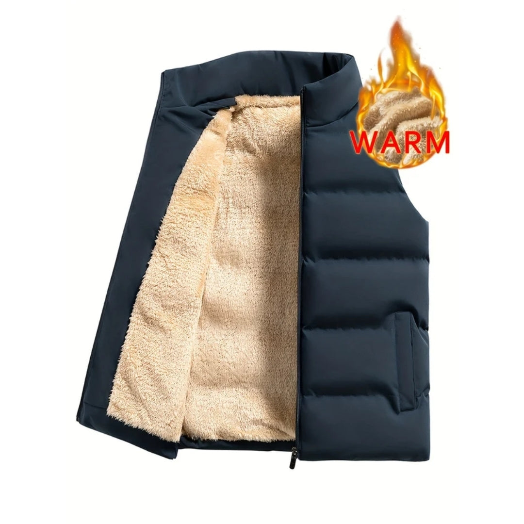 Fleece Winter Vest - Warme Herenkleding Met Opstaande Kraag