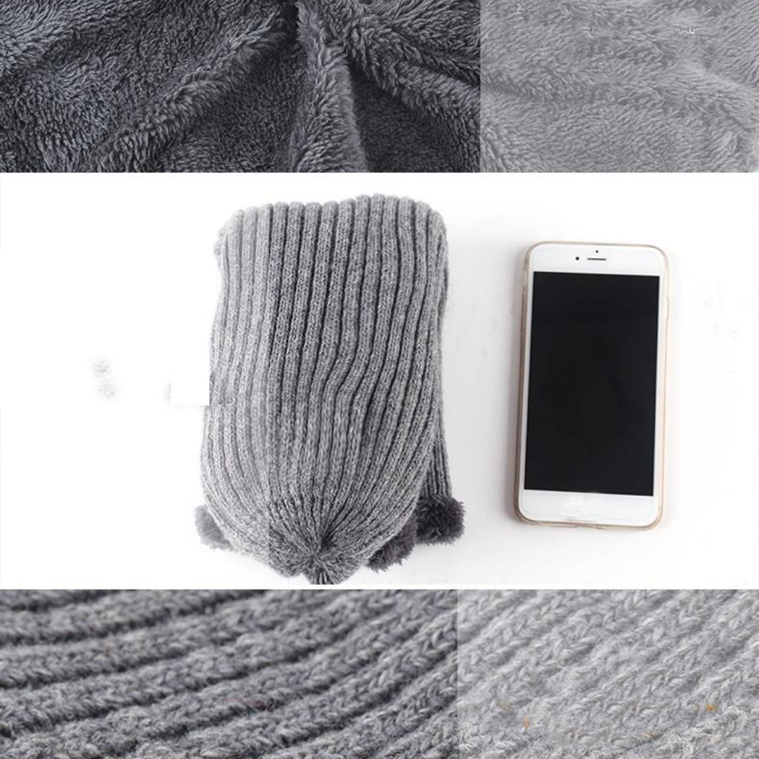 Gebreide Unisex Muts Met Sjaal En Nekwarmer Voor de Winter - Niv