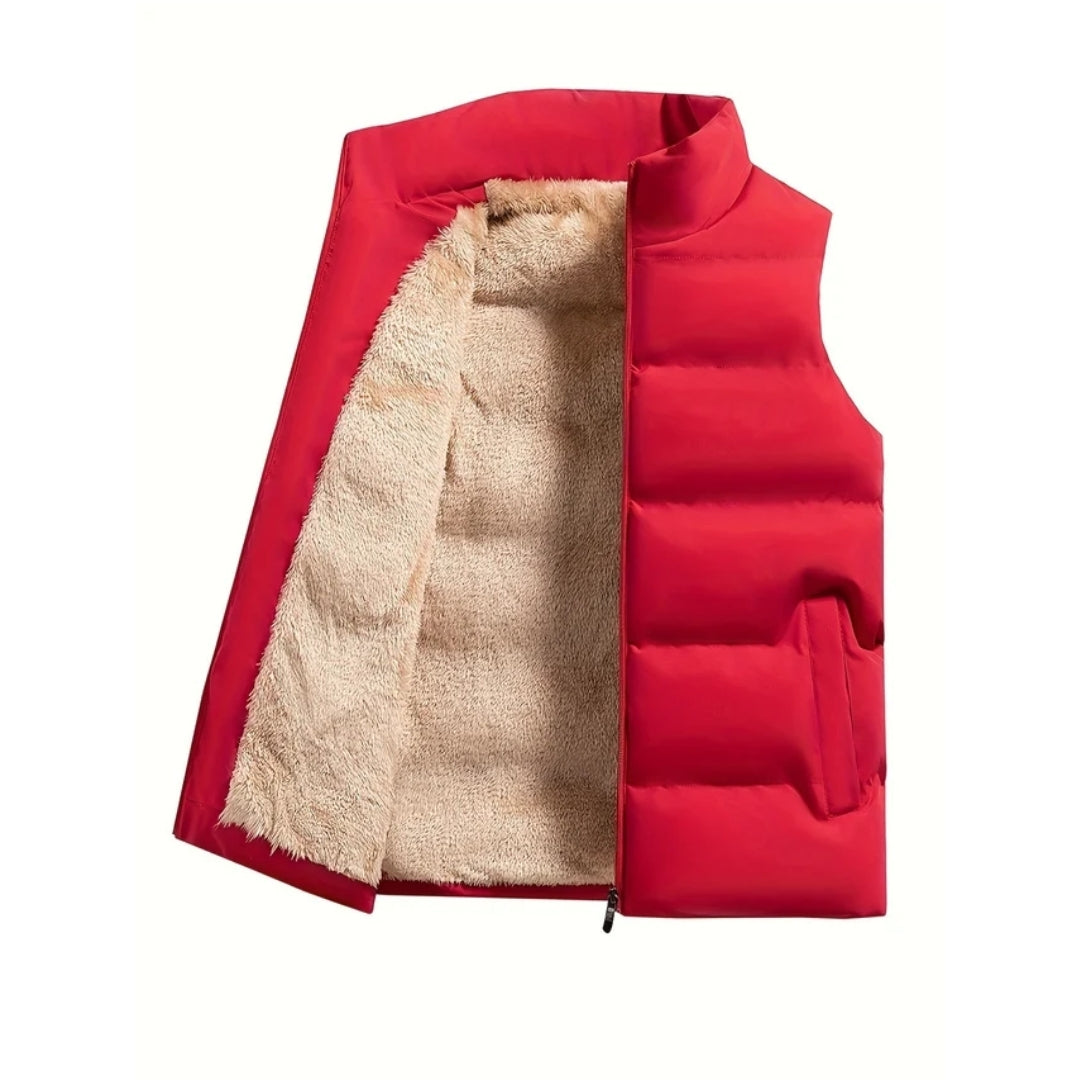 Fleece Winter Vest - Warme Herenkleding Met Opstaande Kraag