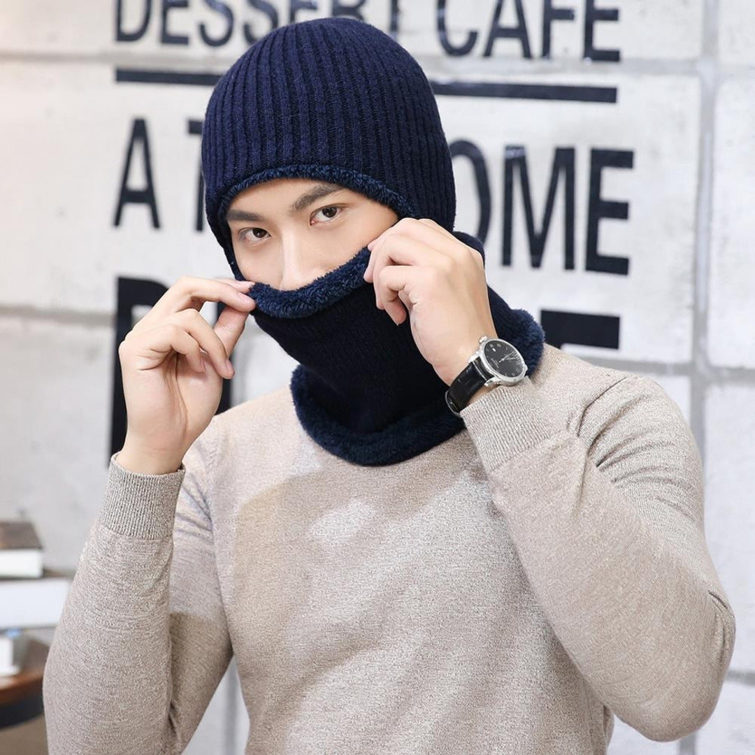 Gebreide Unisex Muts Met Sjaal En Nekwarmer Voor de Winter - Niv
