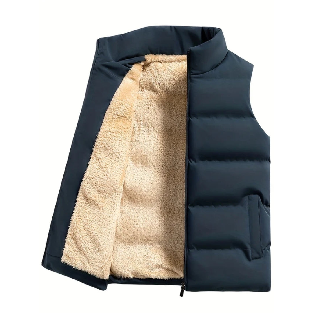 Fleece Winter Vest - Warme Herenkleding Met Opstaande Kraag