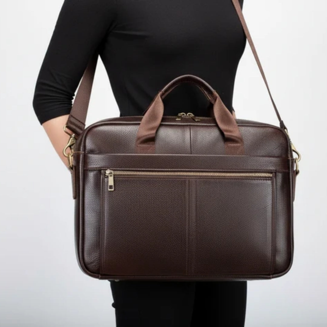 Documenttas - Vintage Leren Model Met Verstelbare Schouderband