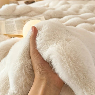 Fleece Deken Voor Op De Bank - Luxe Faux Bubble Design Met Zachte Vachtlook