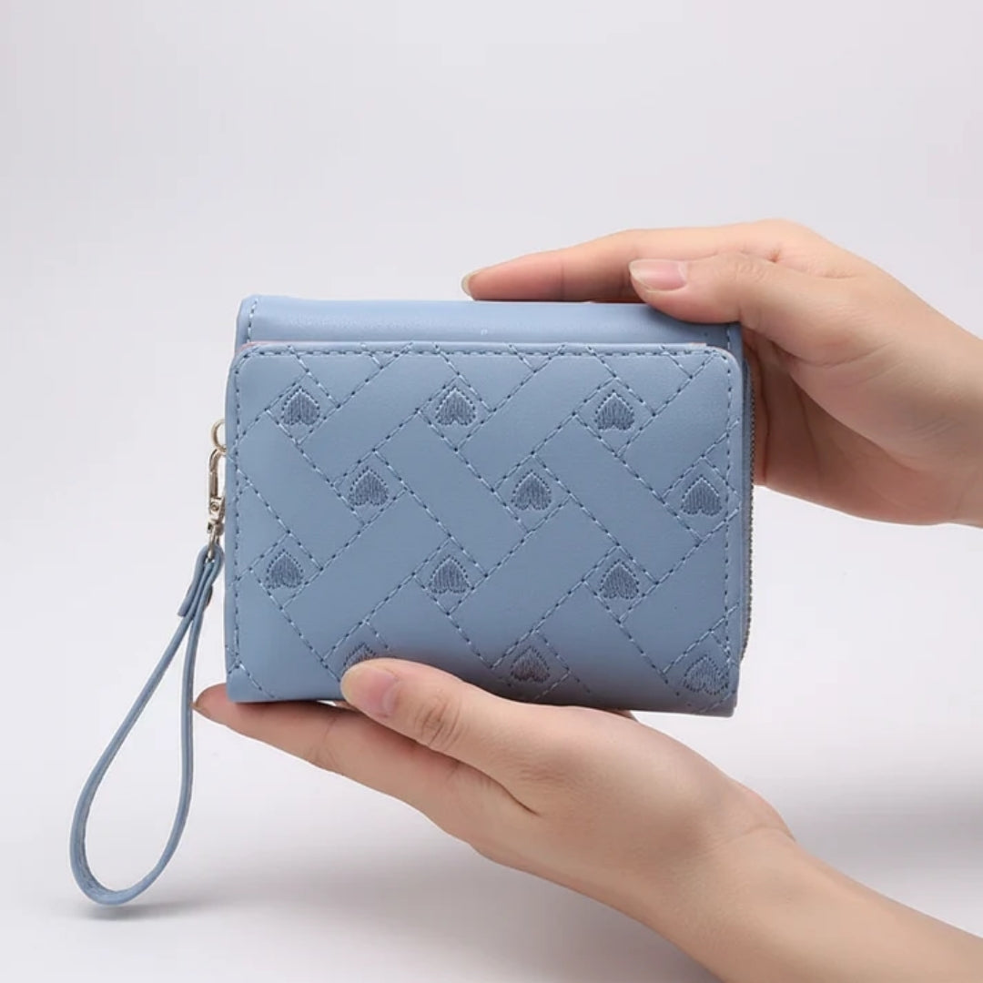 Portemonnee - Compact Driedelig Model met Borduurdetails