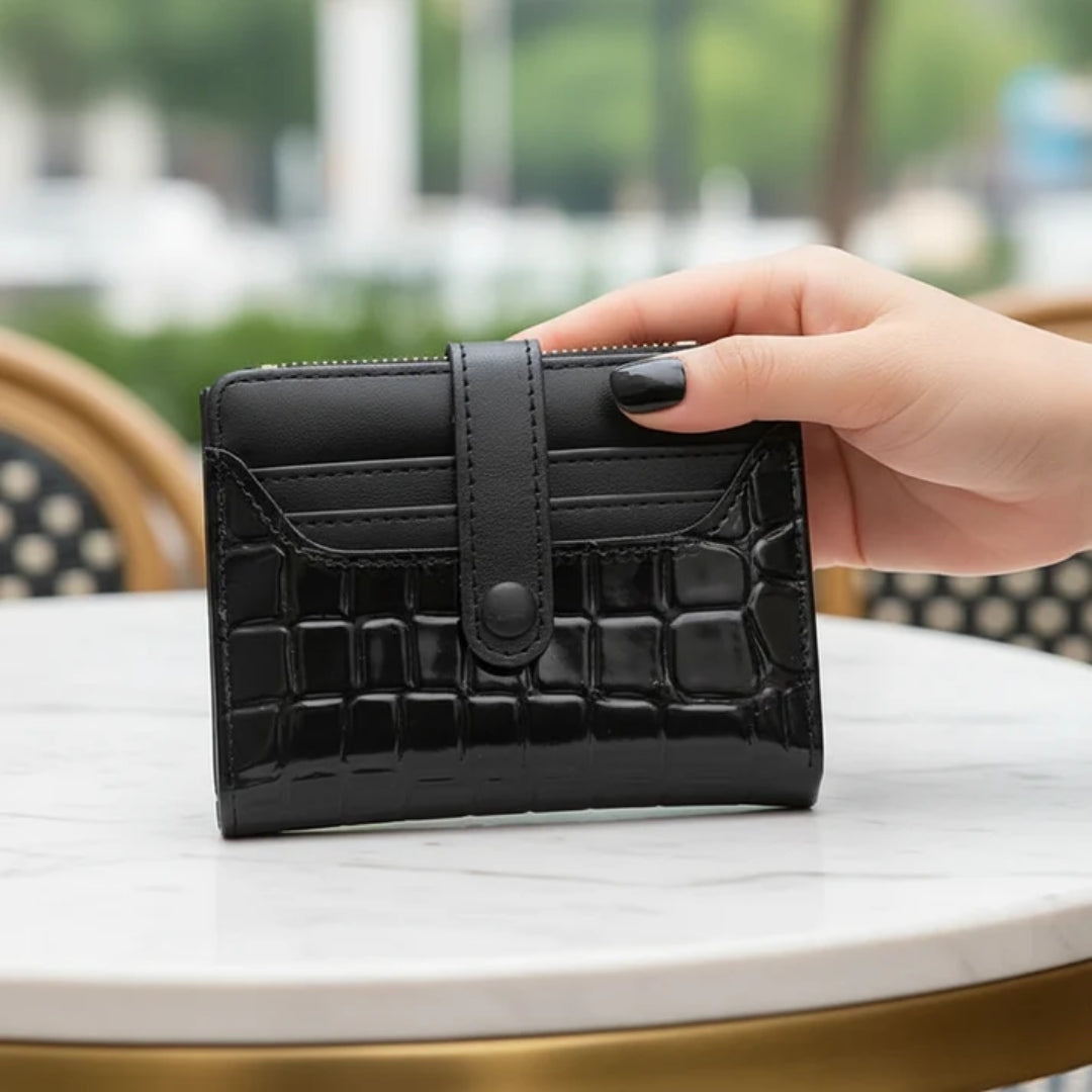 Dames Portemonnee - Compact Model met Pailletten en Drukknoopsluiting