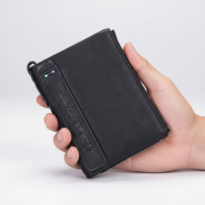 Leren Portemonnee - Compact Model met Dubbele Ritssluiting