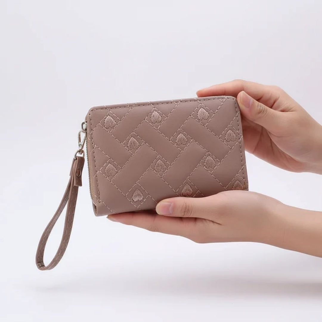 Portemonnee - Compact Driedelig Model met Borduurdetails