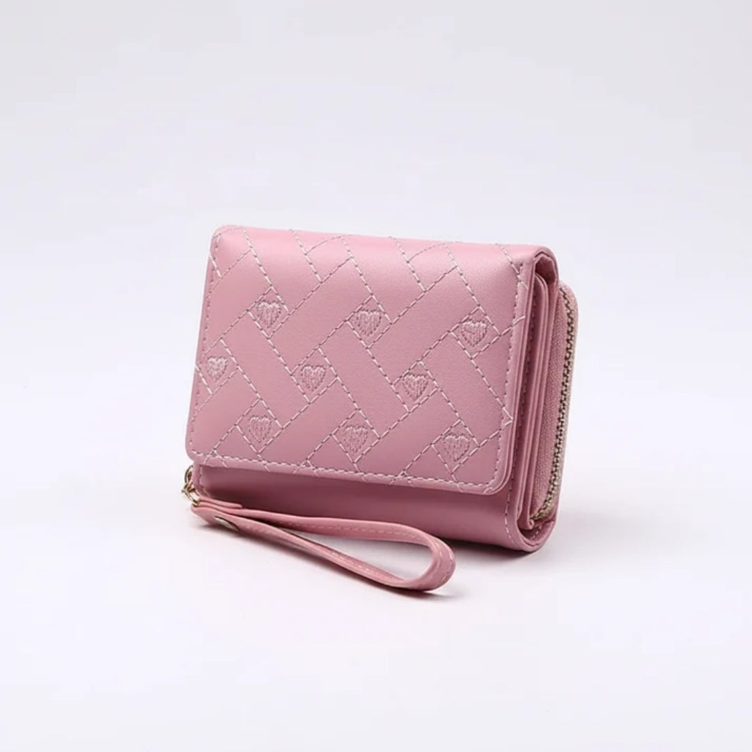 Portemonnee - Compact Driedelig Model met Borduurdetails