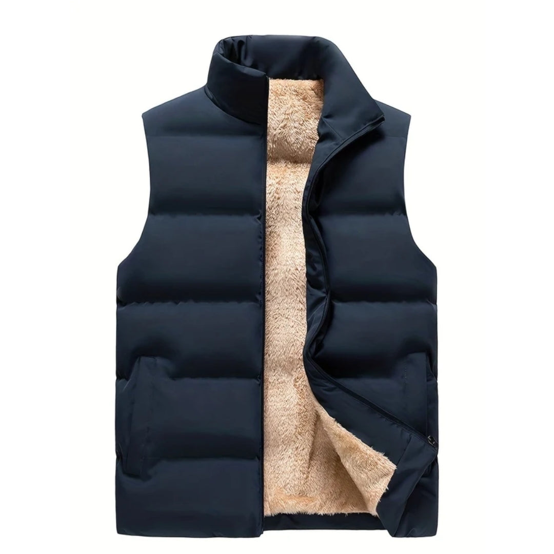 Fleece Winter Vest - Warme Herenkleding Met Opstaande Kraag