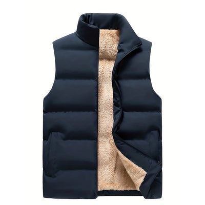 Fleece Winter Vest - Warme Herenkleding Met Opstaande Kraag