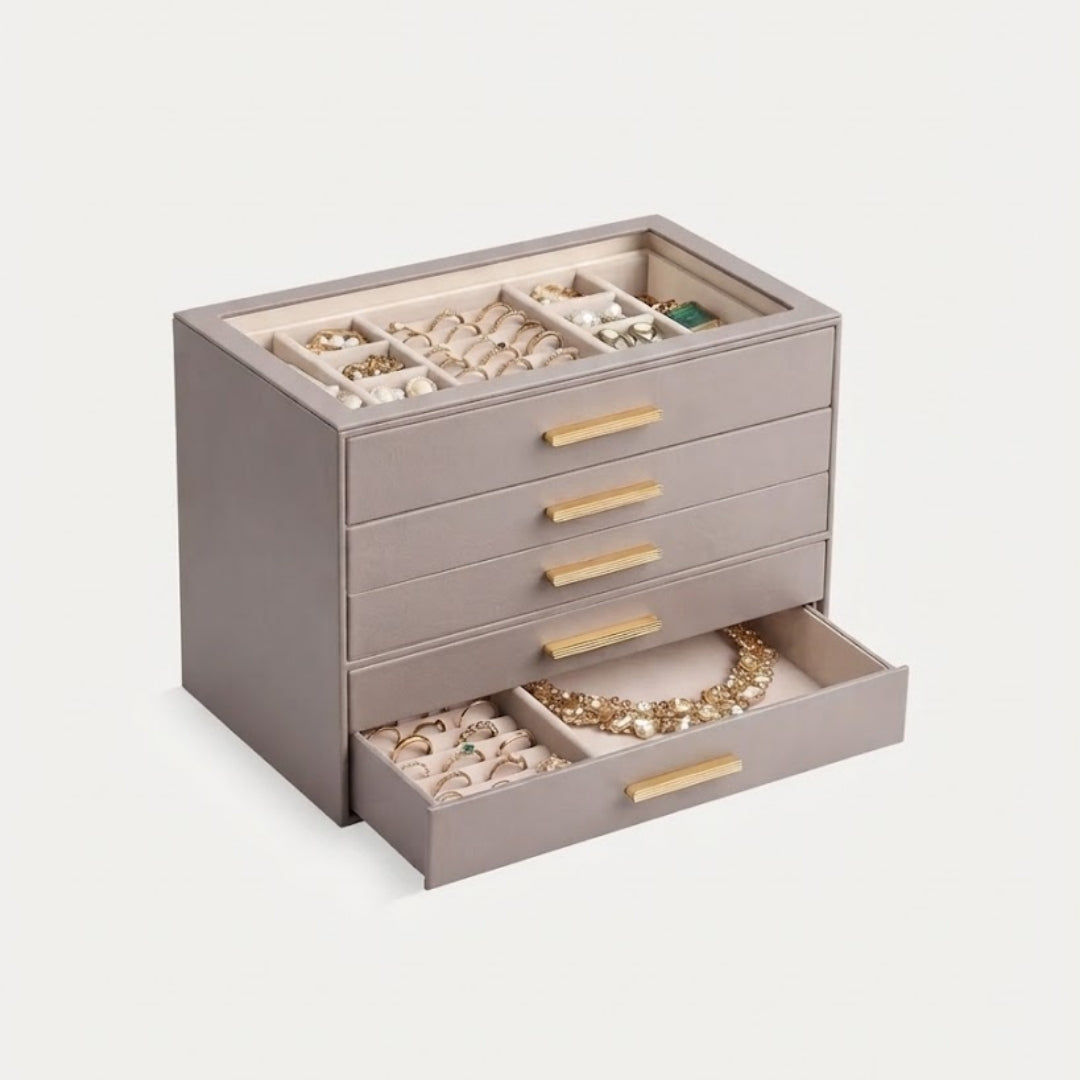 JewelBox™ - Sieradendoos met Lades en Glazen Deksel