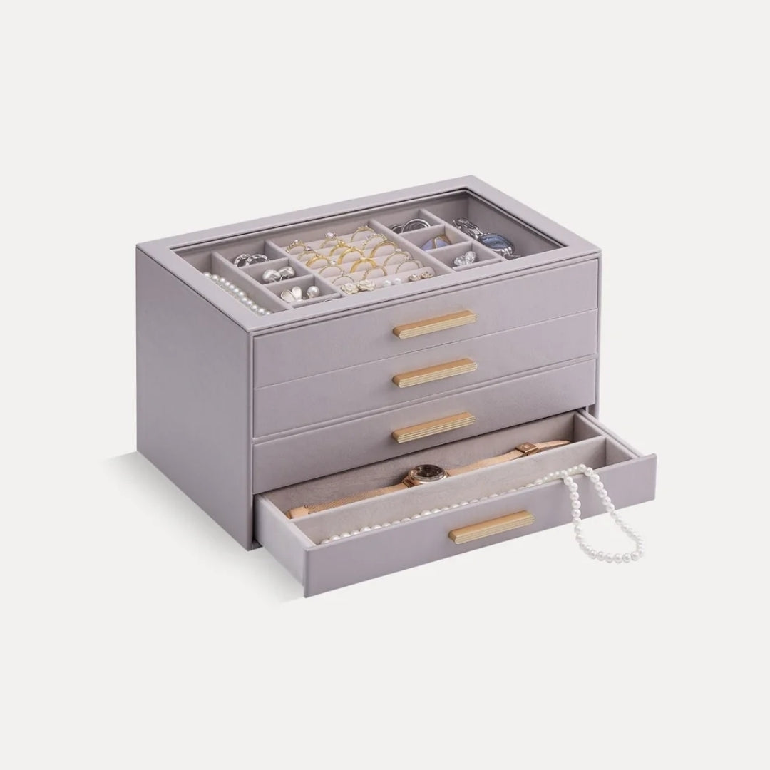 JewelBox™ - Sieradendoos met Lades en Glazen Deksel