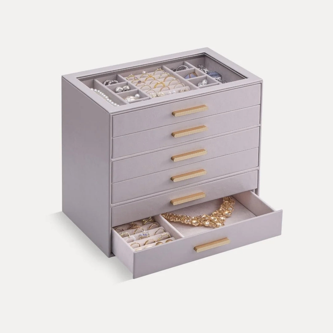JewelBox™ - Sieradendoos met Lades en Glazen Deksel