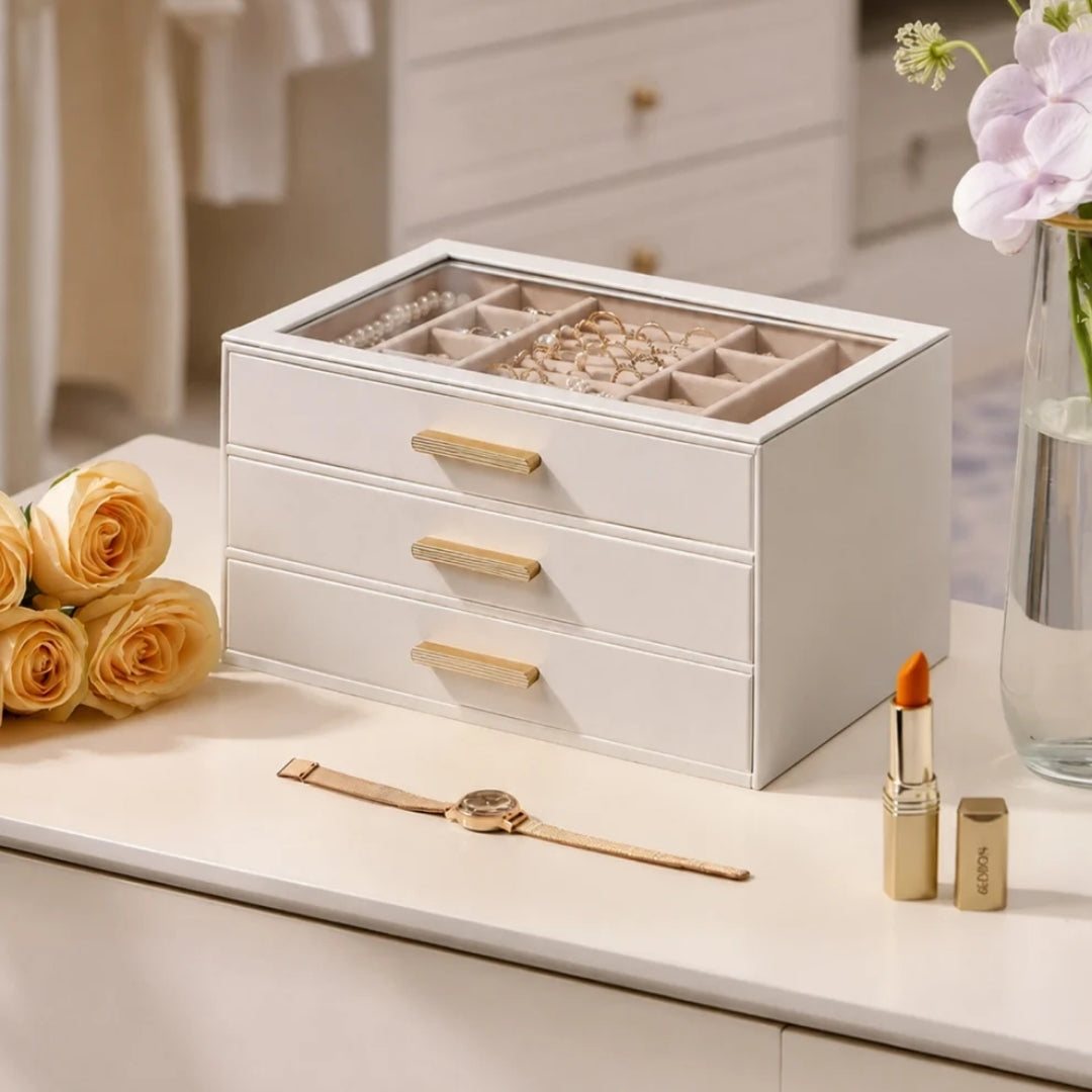 JewelBox™ - Sieradendoos met Lades en Glazen Deksel