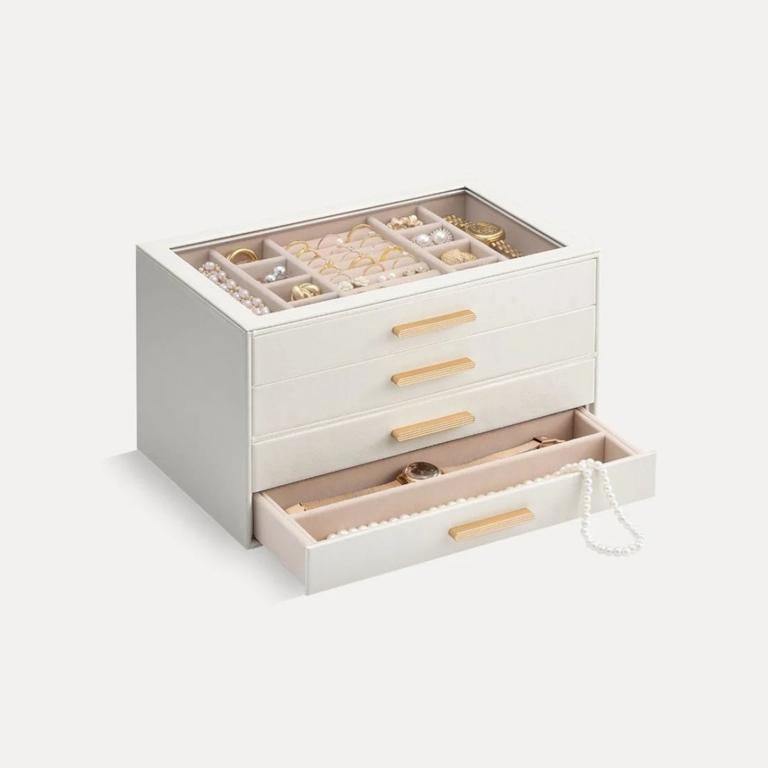 JewelBox™ - Sieradendoos met Lades en Glazen Deksel