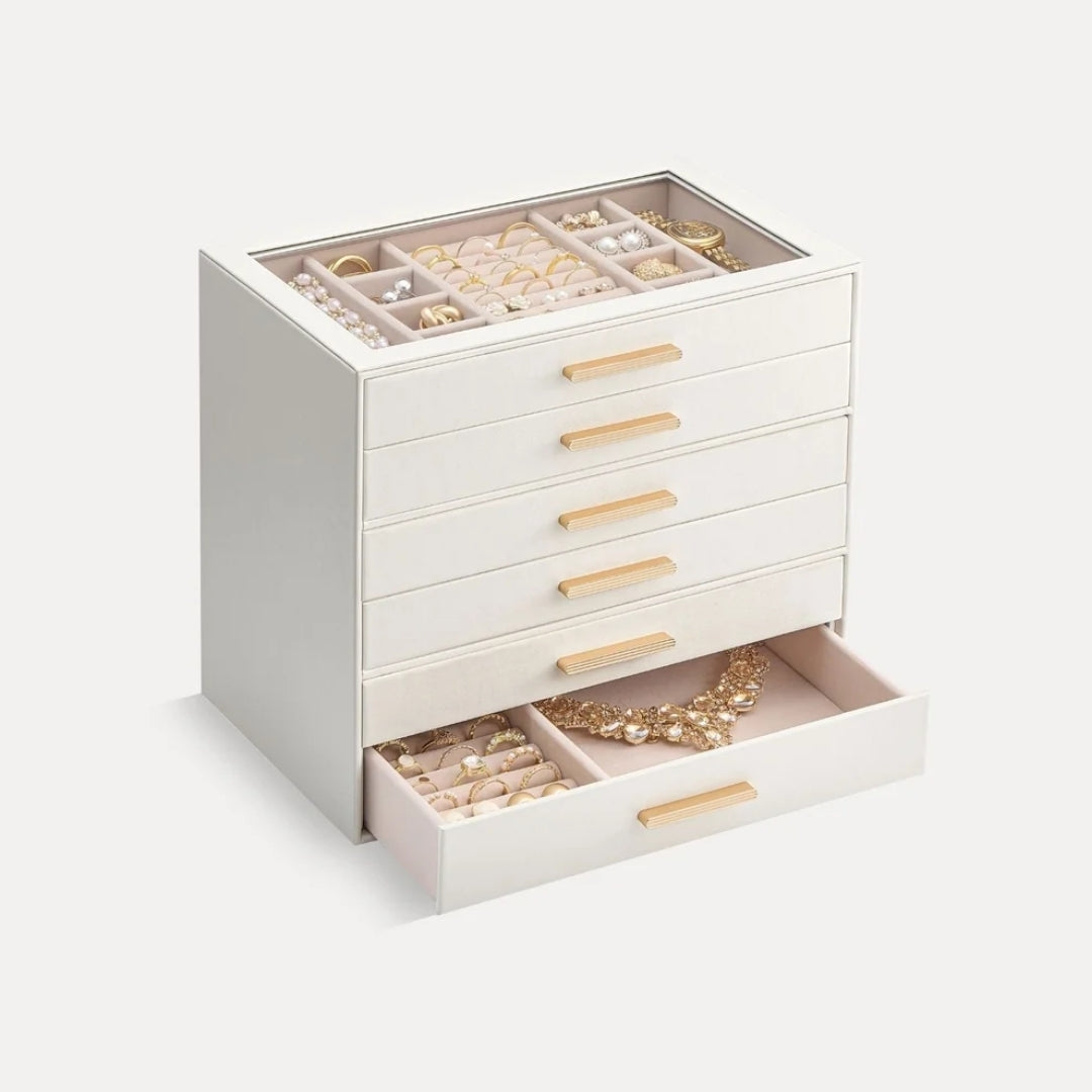 JewelBox™ - Sieradendoos met Lades en Glazen Deksel