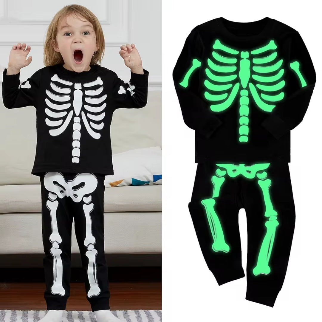 Halloween Skelet Kostuum Kinderen - Tweedelig en Lichtgevend