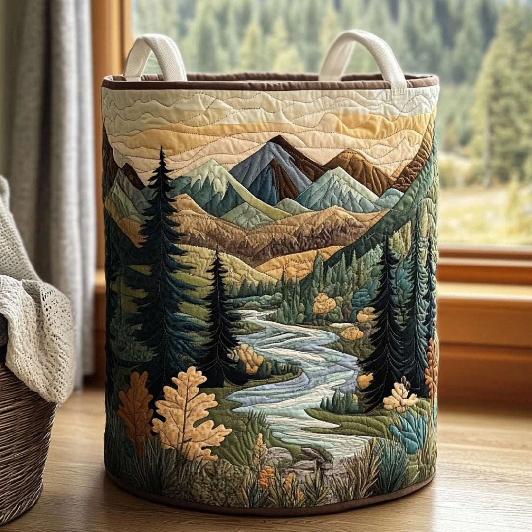 Wasmand - Gewatteerd met Bergen- en Boslandschap