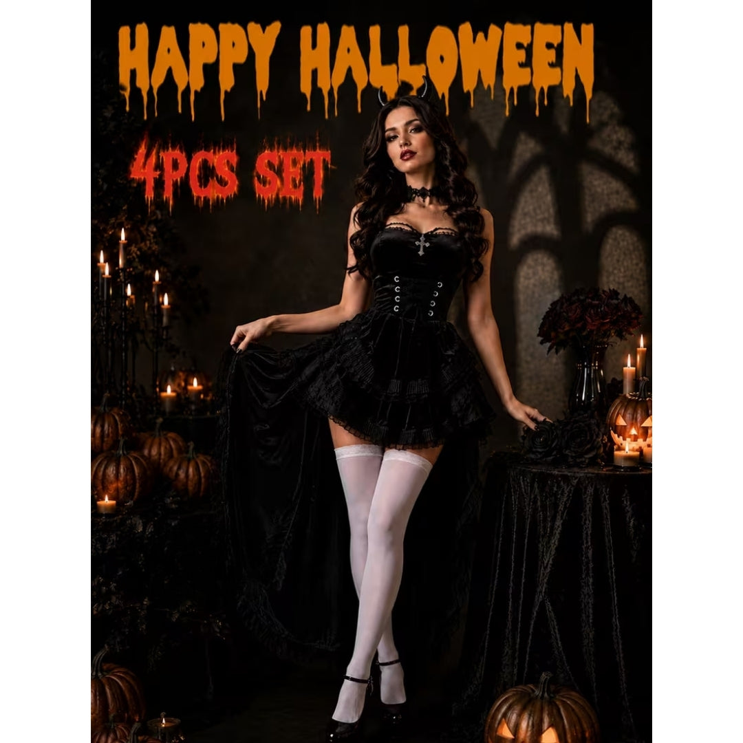 Halloween Kostuum Duivel Dames - Gothic Bordeauxrode
