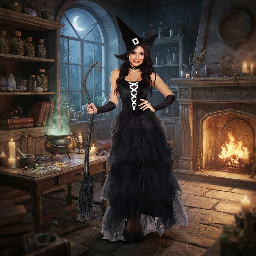 Halloween Heksen Kostuum - Black Fantasy