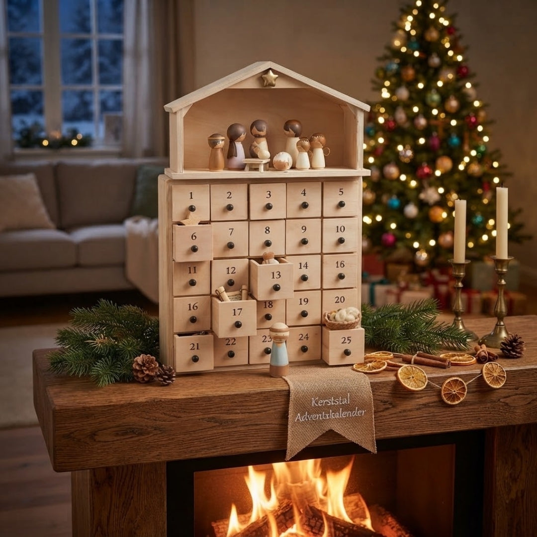 Kerststal Adventskalender - 25-Vaks Geboortetafereel voor Kerstmis