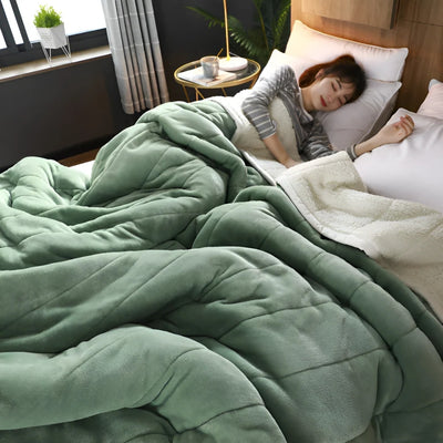 Fleece Deken - Zachte Sherpa Plaid Met Flockpatroon