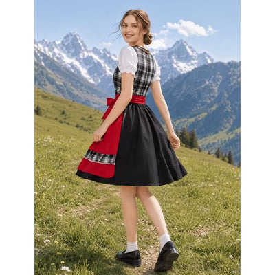 Geruite Oktoberfest Dirndl met Afneembaar Schort - Elise
