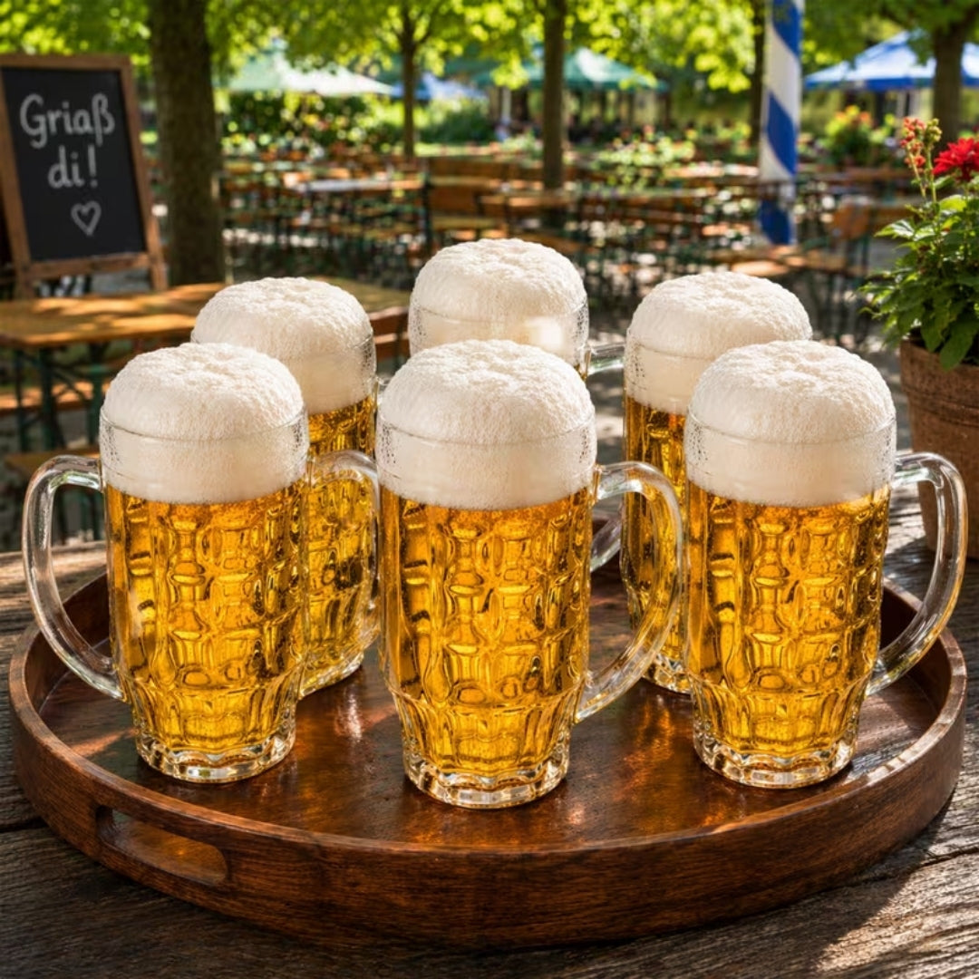 Premium Bierpul Glazen Set - 12-Delig Met Handvat