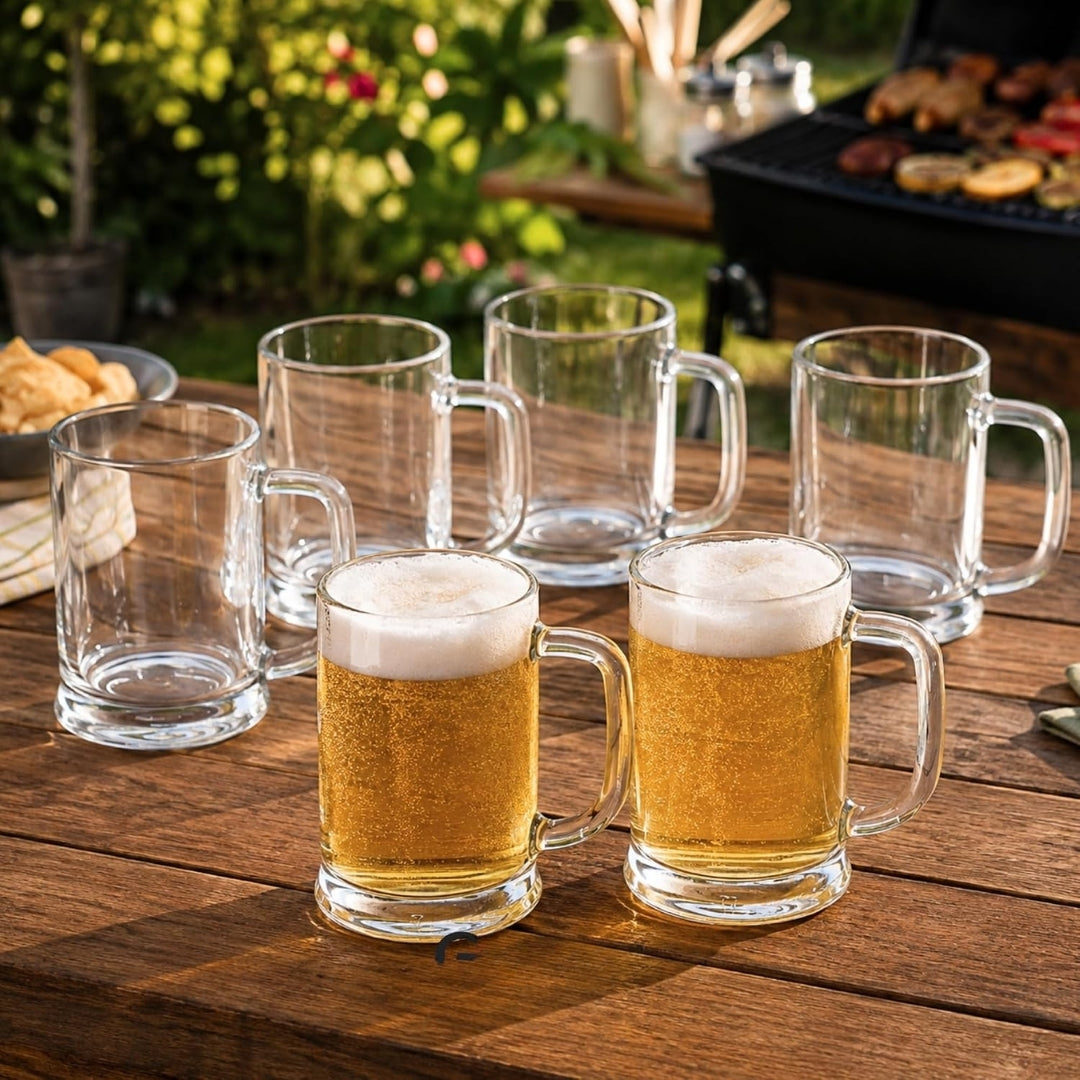 Klassieke Bierpul Glazen Set - 6-Delig Handvat