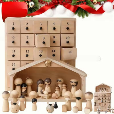 Kerststal Adventskalender - 25-Vaks Geboortetafereel voor Kerstmis