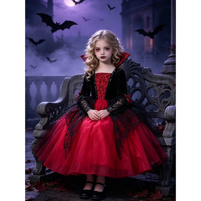Halloween Vampier Prinsessen Kostuum met Kant